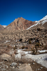Snowed mountains in Tajikistan, seven lakes route