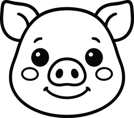 Cute cartoon animal faces of cat dog and pig vector illustration