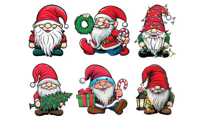 Christmas Bundle, Santa Gnomes with Gifts and Decor.
