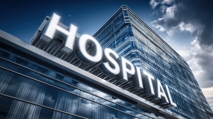 Fototapeta premium Modern hospital building exterior with large windows and clean lines