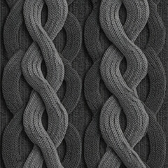 Fototapeta premium Heavy Cable Knit Fabric Seamless Pattern in Charcoal Color