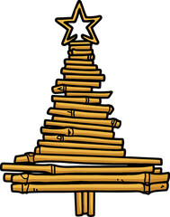 bamboo stick Christmas tree Vector
