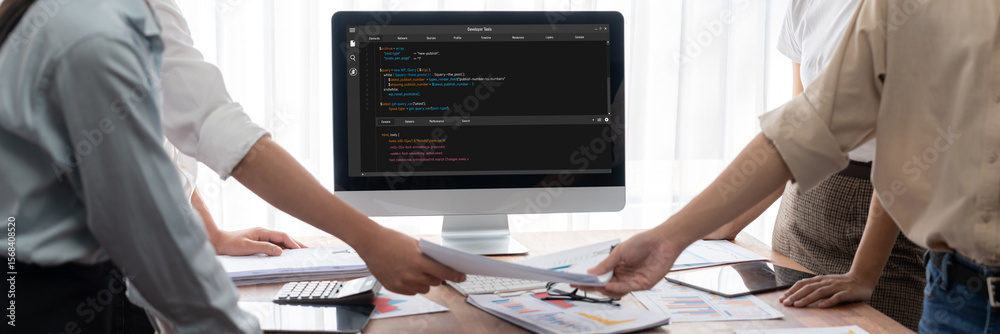 Leinwandbilder Software development programming on computer screen for brisk application and program coding