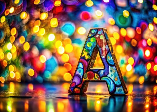 Modern graffiti lettering: bokeh effects enhance a vibrant, youthful alphabet and number design.