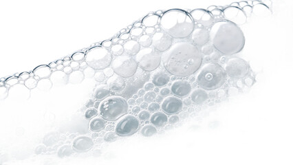Abstract Close-up of White Soap Bubbles, Clean and Fresh, Studio Shot, Macro Photography, Sparkling...