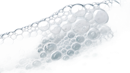 Abstract Close-up of White Soap Bubbles, Clean and Fresh, Studio Shot, Macro Photography, Sparkling Texture,  Purity Concept.
