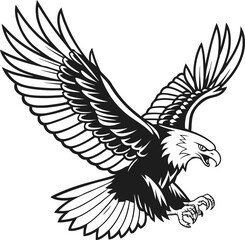 Fototapeta premium Eagle Vector Art Illustration Silhouette Logo Style