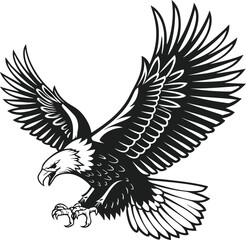 Fototapeta premium Eagle Vector Art Illustration Silhouette Logo Style