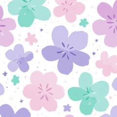 Minimal Floral Elements Pattern in Pastel Colors for Seamless Design
