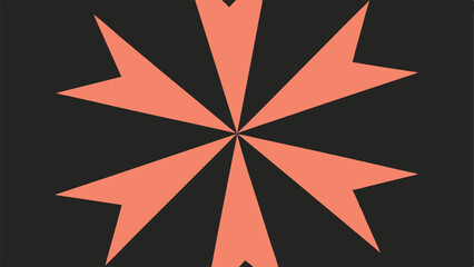 Abstract geometric starburst design with repeating coral and dark color composition