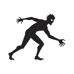 Ripped Clothes Zombie Walking At Night Silhouette