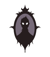 Haunted Mirror With Ghostly Face Silhouette Illustration