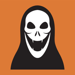 Halloween Mask With Evil Grin Silhouette