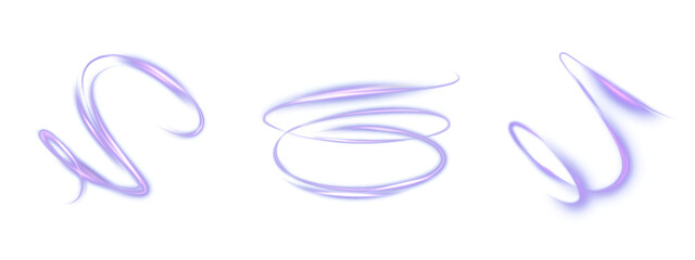 Bright smoothly swirling light rings and vortexes with blue and purple glow on white background. Abstract vector elements for futuristic design, presentations, digital projects and modern interfaces. © Valeriia