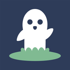 Ghost Floating Above Grave Silhouette Illustration