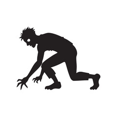 Zombie Crawling With Broken Leg Silhouette