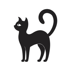 Black Cat With Arched Back Silhouette