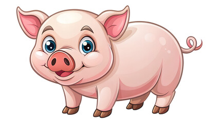 Fototapeta premium Cute Cartoon Pig Illustration on Transparent Background