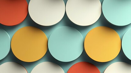Colorful circular pattern background featuring bright tones like turquoise, orange, and cream adding a playful and modern touch.