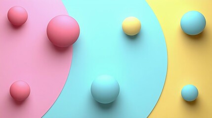 Colorful geometric composition with pastel spheres on a soft background. Perfect for modern design, art, crafts, or decoration themes.