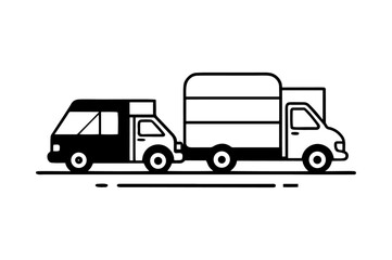 Minimalist Delivery Truck Vector Icon Set Black and White Transportation and Shipping Symbols with Motion Effects