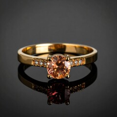 Elegant Gold Ring with Orange Gemstone and Diamonds