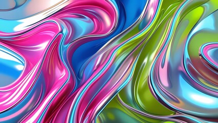 A colorful abstract city reflects in the water