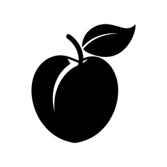 black silhouette Simple Apricot the  logo  white background.
