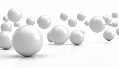 Floating White Spheres on White Background