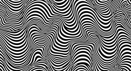 Monochrome Wavy Lines Abstract Pattern &ndash; Fluid Black and White Art
