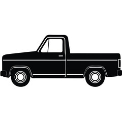Fototapeta premium Stylized black silhouette of a classic pickup truck vintage