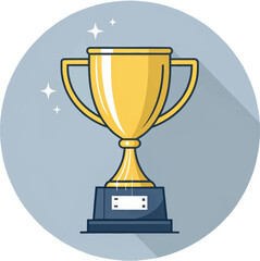 Gold trophy cup with ribbon symbolizing award and victory