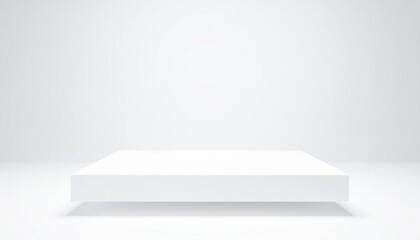 White Square Platform on Bright White Background