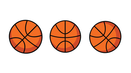 three basketball icons orange balls sports equipment vector illustration
