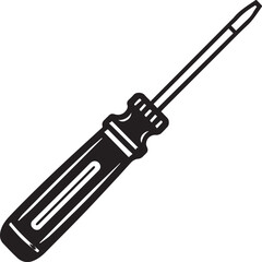 Isolated on white, this vector illustration depicts a metal screwdriver, a common hand tool for construction and repair work