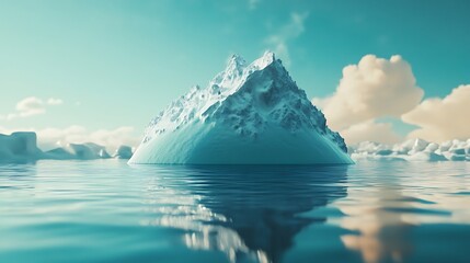 Icebergs slowly disappearing as global temperatures rise, contributing to sea level rise and climate instability.

