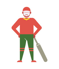 Player Standing With Bat And Pads Silhouette