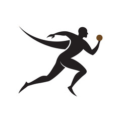 Cricketer Bowler In Mid Delivery Action Silhouette