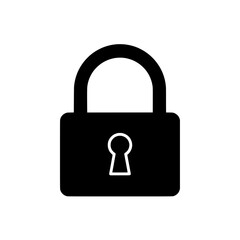 Security Icon: A minimalist icon of a solid padlock, representing digital safety and secure authentication.