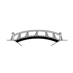 Bridge Archway in Design: A classic bridge, depicted in stark monochromatic lines, gracefully arches over an implied space, a timeless symbol of connection and structure. 