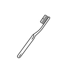 Toothbrush: A detailed line art illustration of a classic toothbrush, showcasing its bristles and handle, essential for oral hygiene and daily health routines.