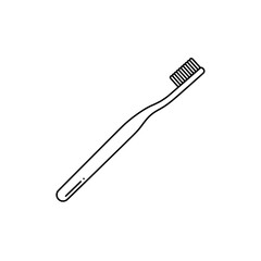 Cleanliness Ritual: A crisp, minimalist line drawing of a pristine toothbrush, symbolizing oral hygiene, perfect for healthcare and dental product themes.