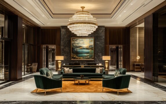 Luxury interiors showcasing architectural design elements within a church, hotel, or home, featuring elegant furniture, decor, and lighting