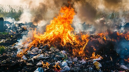 An industrial waste burner processes garbage, producing heat and toxic emissions that pollute the air and harm health.









