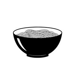 Noodle Dish: A simple yet appetizing illustration of a bowl filled with cooked noodles, perfect for culinary projects.