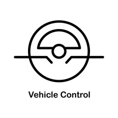 Black Line Art Steering Wheel Vehicle Control Icon