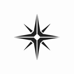 Six-pointed starburst icon, black and white