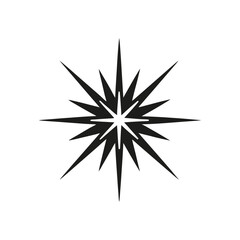 Obraz premium Black Compass Star Icon with Sharp Spikes