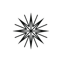 Abstract Geometric Starburst in Black on White Background