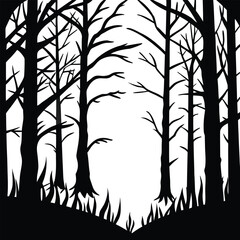 Elegant vector silhouettes of trees featuring diverse branches and leaves for nature-inspired design in any season